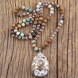 Beaded Necklace 8mm Natural Stone Glass Beads Bohemian Jewelry