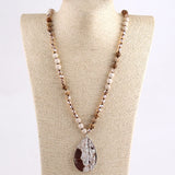 Beaded Necklace 8mm Natural Stone Glass Beads Bohemian Jewelry