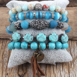 Bohemia Beaded Bracelet Set 5pc Stack Bracelets Jewelry Gift Birthday
