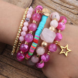 Bohemia Beaded Bracelet Sets Heart Charm Stack Bracelets