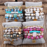 Bohemia Beaded Bracelet Sets Heart Charm Stack Bracelets