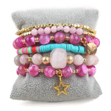 Bohemia Beaded Bracelet Sets Heart Charm Stack Bracelets