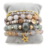 Bohemia Beaded Bracelet Sets Heart Charm Stack Bracelets