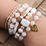 Bohemia Beaded Bracelet Sets Heart Charm Stack Bracelets