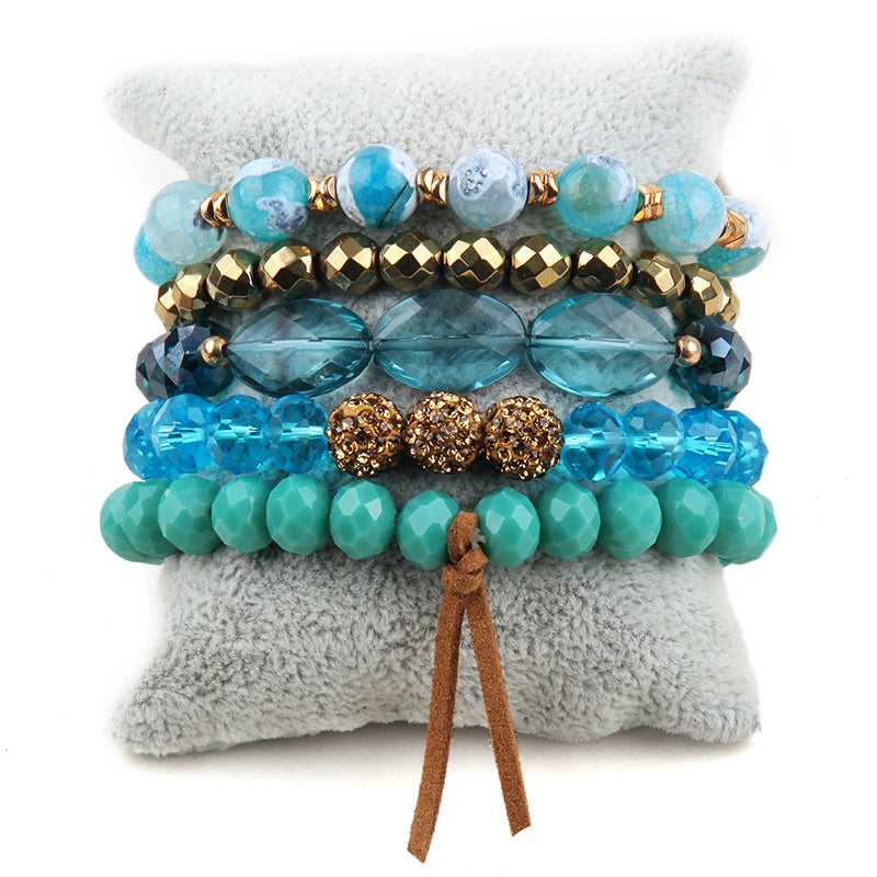 Bohemia Beaded Bracelet Set 5pc for Women Gift Jewelry