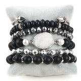 Bohemia Beaded Bracelet Druzy Charm 6pc Stack Bracelets Bangle Set