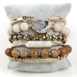 Bohemia Beaded Bracelet Druzy Charm 6pc Stack Bracelets Bangle Set