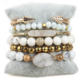 Bohemia Beaded Bracelet Druzy Charm 6pc Stack Bracelets Bangle Set