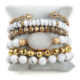 Bohemia Beaded Bracelet Druzy Charm 6pc Stack Bracelets Bangle Set