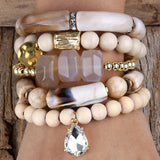 Boho Beaded Jewelry 5pc Stack Stone Bracelets Set For Women