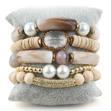 Boho Beaded Jewelry 5pc Stack Stone Bracelets Set For Women