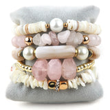 Boho Beaded Jewelry 5pc Stack Stone Bracelets Set For Women