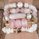Boho Beaded Jewelry 5pc Stack Stone Bracelets Set For Women