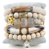Boho Beaded Jewelry 5pc Stack Stone Bracelets Set For Women