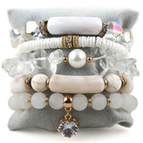 Bohemia Beaded Jewelry Brown 5pc Stack Bracelets Set Women Gift