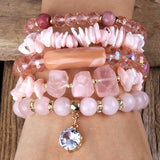 Bohemia Beaded Jewelry Drop Pendant Bracelets Set For Women