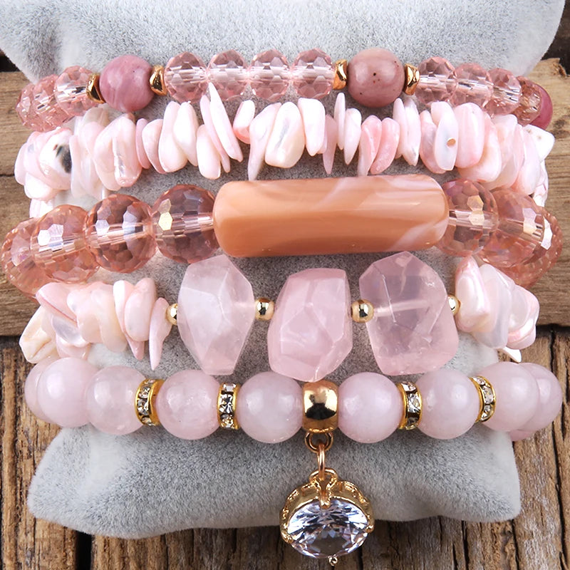 Bohemia Beaded Jewelry Drop Pendant Bracelets Set For Women
