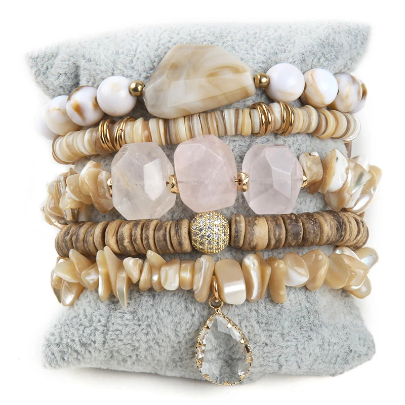 Bohemia Beaded Glass Charm Bracelets Set For Women Gift