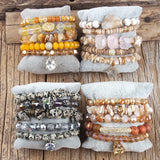 Bohemia Beaded Glass Charm Bracelets Set For Women Gift