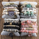 Bohemia Stone Beaded Charm Bracelet Set for Women Gift