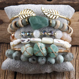 Bohemia Stone Beaded Charm Bracelet Set for Women Gift