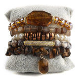 Bohemia Stone/Glass Beaded Stretch Bracelets Set For Women