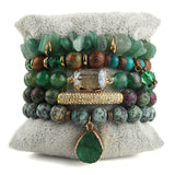 Bohemia Stone/Glass Beaded Stretch Bracelets Set For Women
