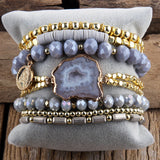 Bohemia Stone/Glass Beaded Stretch Bracelets Set For Women