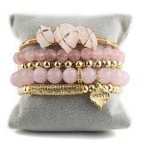 Bohemia Stone/Glass Beaded Stretch Bracelets Set For Women