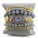 Bohemia Stone/Glass Beaded Stretch Bracelets Set For Women