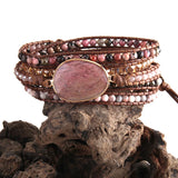 Bohemian Charm Bracelets with Natural Stones - 5 Strand Wrap Bracelets