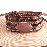 Bohemian Charm Bracelets with Natural Stones - 5 Strand Wrap Bracelets