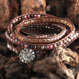 Bohemian Charm Bracelets with Natural Stones - 5 Strand Wrap Bracelets