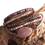 Bohemian Charm Bracelets with Natural Stones - 5 Strand Wrap Bracelets