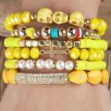 RH Bohemia Charm Beaded Bracelets Set - 6pc Stack Beads Jewelry for Women