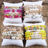 RH Bohemia Charm Beaded Bracelets Set - 6pc Stack Beads Jewelry for Women