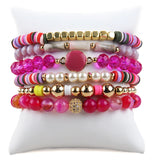 RH Bohemia Charm Beaded Bracelets Set - 6pc Stack Beads Jewelry for Women