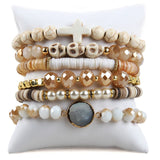 RH Bohemia Charm Beaded Bracelets Set - 6pc Stack Beads Jewelry for Women