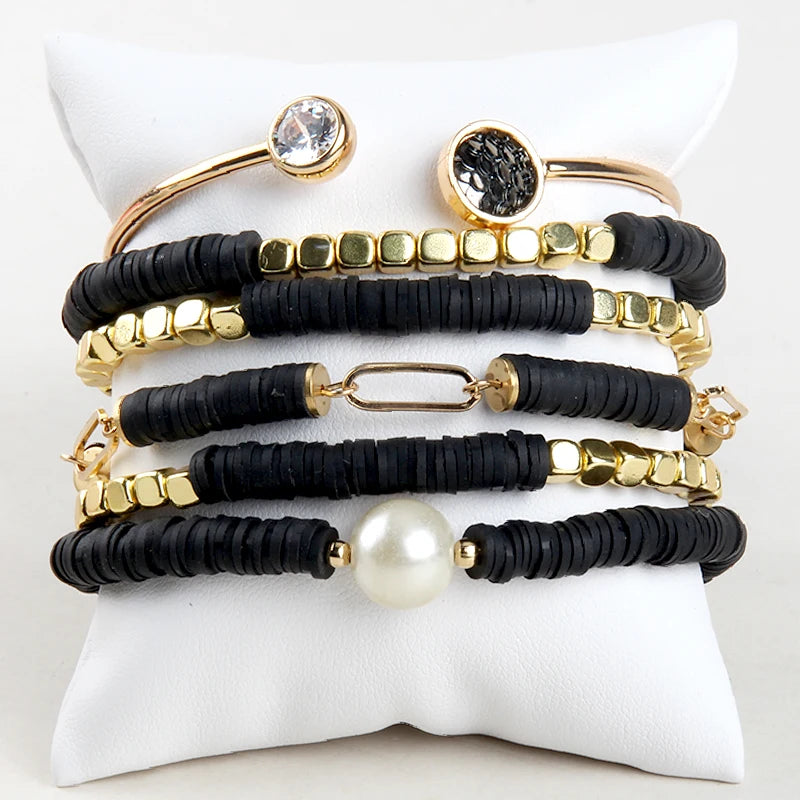 Bohemia Jewelry Beaded Clay Charm Bracelet Set For Women Gift