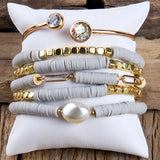Bohemia Jewelry Beaded Clay Charm Bracelet Set For Women Gift