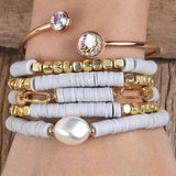Bohemia Jewelry Beaded Clay Charm Bracelet Set For Women Gift
