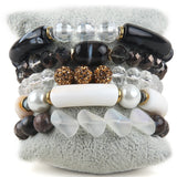 Bohemia Jewelry Elbow Beaded Stone 5pc Stack Bracelets Set For Women