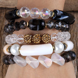 Bohemia Jewelry Elbow Beaded Stone 5pc Stack Bracelets Set For Women