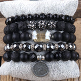 Bohemia Jewelry Beaded Stone 5pc and Charm Stack Beads Bracelets Set