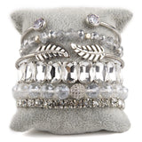 Bohemia Crystal Bracelet Set Stone/Crystal Beaded Drop Charm 6pc Stack Bracelets