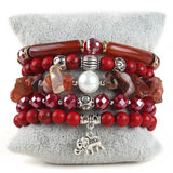 Bohemia Jewelry Glass Beaded Charm Bracelet Set For Women