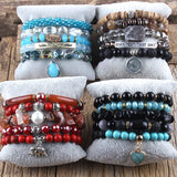 Bohemia Jewelry Glass Beaded Charm Bracelet Set For Women