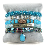 Bohemia Jewelry Glass Beaded Charm Bracelet Set For Women
