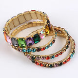Bohemia Glass Crystal Beaded Stack Paw Bracelets Set for Women