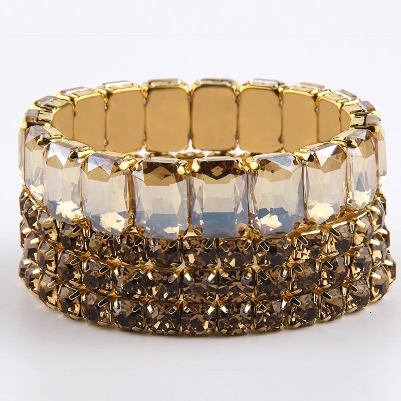 Bohemia Glass Crystal Beaded Stack Paw Bracelets Set for Women